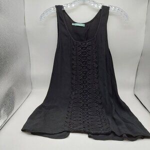 Maurices Women Tank Top Size Small Black Crochet Accents Sleeveless Top Shirt